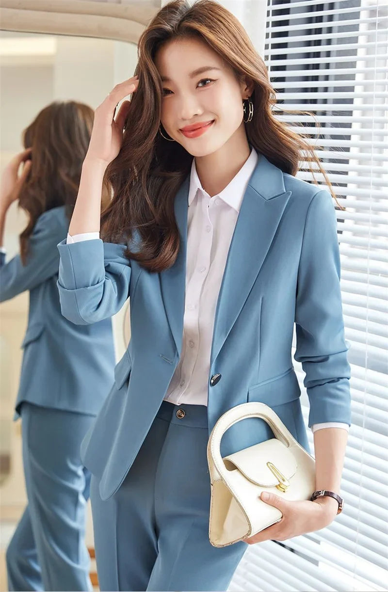 2025 Fashion Black Women Pant Suit 2 Piece Set Office Ladies Female Business Work Wear Formal Blazer Jacket And Trouser