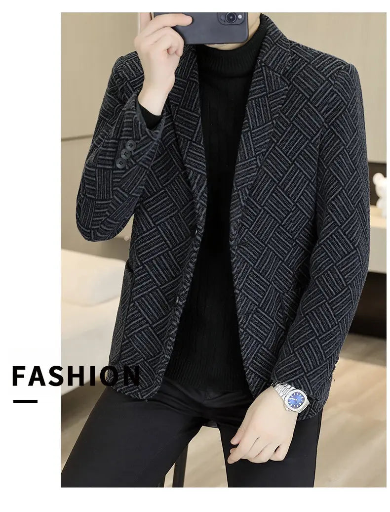 Blazer Autumn and Winter Men's Fashion Outdoor Travel Youth Wedding Slimming Casual Formal Wear with Cotton Warmth Blazer  2025