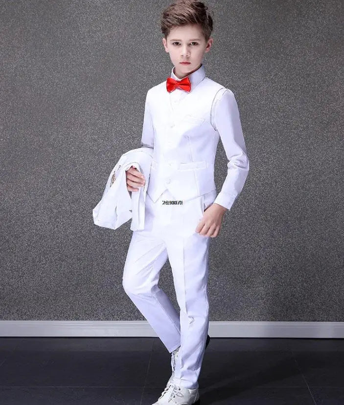 Boys Formal Suit Set White Single Breasted Kids Wedding Tuxedo