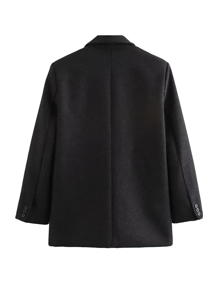 Women's Fashion Versatile Lapel Single Breasted Blazer With Shoulder Pads Female High Street Casual Long Sleeve Jacket Mujer
