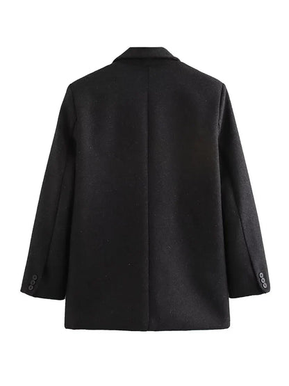 Women's Fashion Versatile Lapel Single Breasted Blazer With Shoulder Pads Female High Street Casual Long Sleeve Jacket Mujer