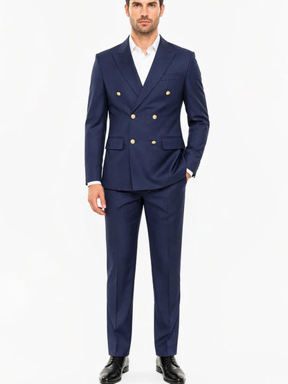 Men's 2‑Piece Double Breasted Suit Slim Fit Casual Business Blazer & Trousers Set for Business Wedding Groom Formal Banquet