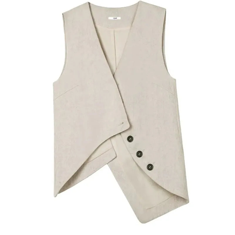 Summer Women High End Suit Sleeveless Outwear Spring Female Casual Waistcoat Jacket Korean Ladies Fashion Solid Color Vest Coat