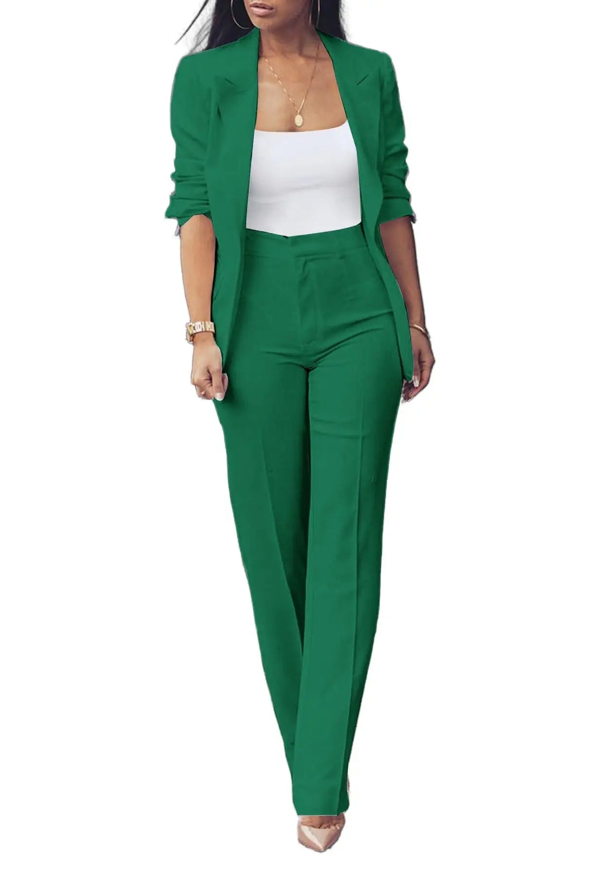 Women's Slim Fit 2pcs Suit Fashion Style Peak Lapel Blazer Pants Outfit for Party Wedding Prom Evening Dress Lady Clothes