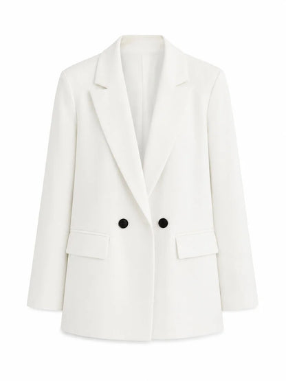 Women Double Breasted Blazer Elegant Office Lady Suit Jacket Oversized Casual Long Sleeve Blazer Spring Autumn Outerwear