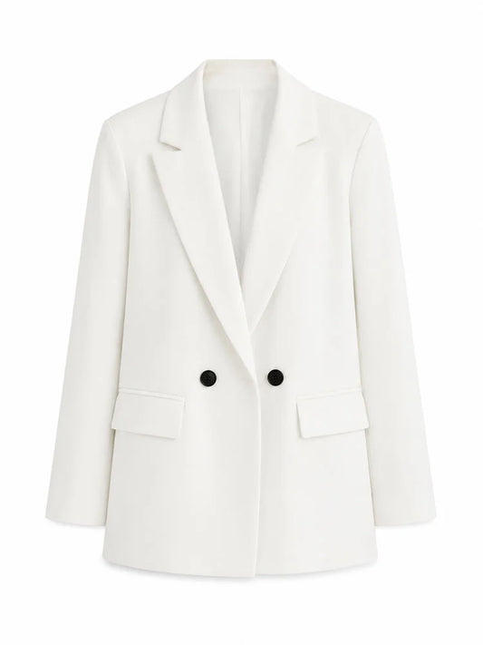 Women Double Breasted Blazer Elegant Office Lady Suit Jacket Oversized Casual Long Sleeve Blazer Spring Autumn Outerwear