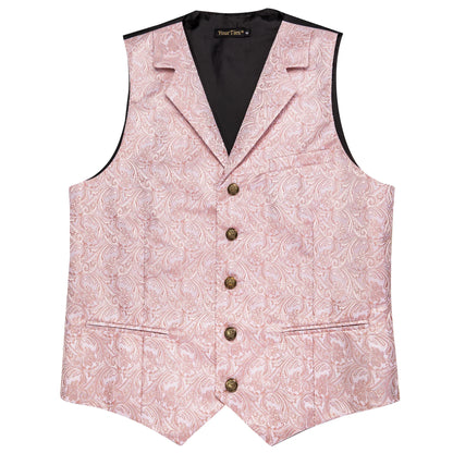 Men's Formal Vest Set with Paisley Pattern, Tie, Pocket Square & Cufflinks for Party & Events