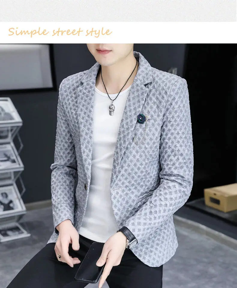 High Quality Suit Jacket Men Slim Fit Long Sleeve Casual Blazers Korean Fashion Streetwear Social Suit Jacket Men Clothing 2025