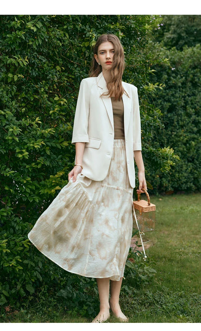 Formal Style Womens Blazers 2026 Spring Office Wear Solid Notched Collar Three Quarter Sleeve Outercoat G24CW89889