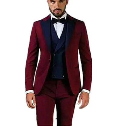 Wedding Tuxedos One Button Blazer Groomsmen Shawl Lapel Men Suits Slim fit Groom Wedding/Prom Man Blazer Jacket+Pants +Vest
