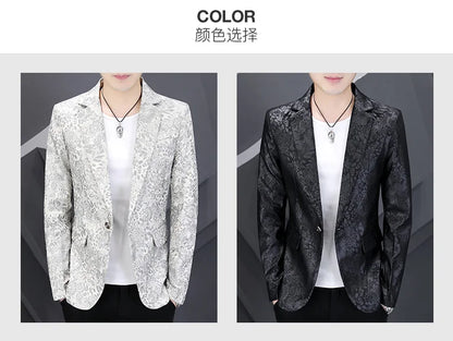 Brand Hot Stamping Casual Business Suit Jacket Men Retro Slim Fit Casual Suit Jackets Social Banquet Office Uniform Blazers 2026