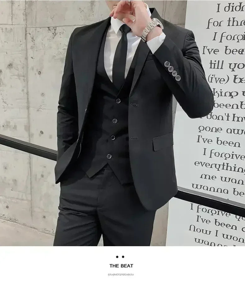 Costume blanc trois pièces pour homme, anti-plis, infroissable, anti-adhérence des poils, costume de travail formel d'affaires, vêtements de travail quatre saisons Dr