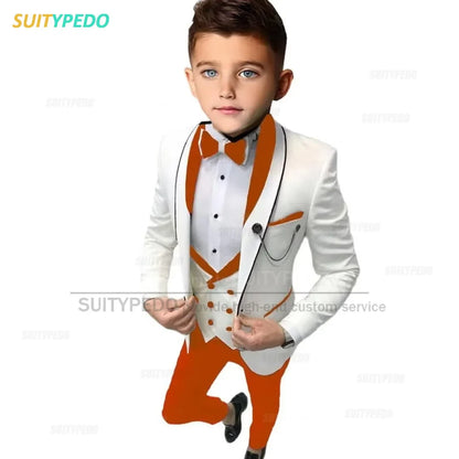 Elegant Formal Suit For Boys Performance 3 Pieces Set Wedding Prom Kids Costume Classic Children Tuxedo Outfit Blazer Vest Pants