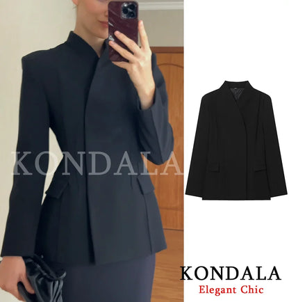 Elegant Blazer Women's Commute Blazer Coat 2026 Spring Fall Minimalist Office Lady Party Basic Dinner Slim-Waist Blazer