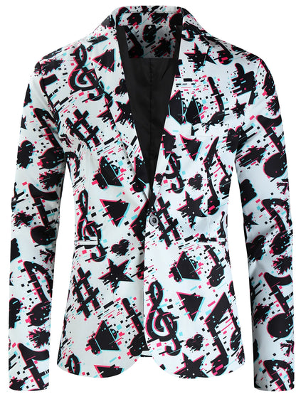 Veste Homme Luxe 2025 Nightclub Men Blazer Masculino Music Festival Notes Print Party Dress Stage Performance Men Suit Jacket