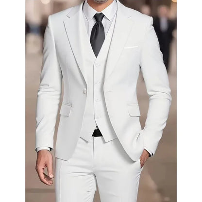 Men's 3-Piece Suit Set, Fashion Japanese & Korean Style Slim Fit Blazer with Vest & Pants, Casual Business Banquet Formal Wear
