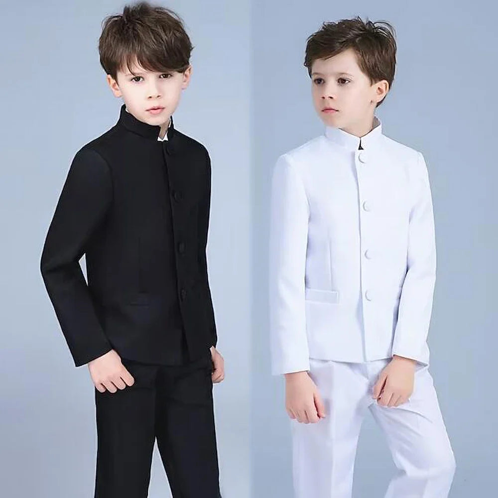 Boy Suits Fashion Stand Collar Single Breasted Outfits 2 Piece Formal Party Tuxedo Daily Casual Slim Children's Clothing