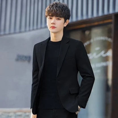 2026 Men's Korean Style Loose Retro Casual Blazer Spring Autumn Versatile Trendy Suit Jacket