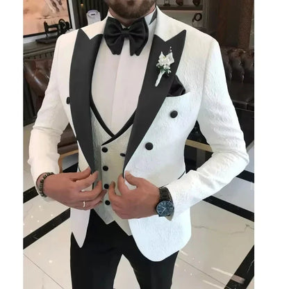 3-Piece Men's Wedding Suit – Single Breasted Blazer, Vest & Trousers for Formal Occasions