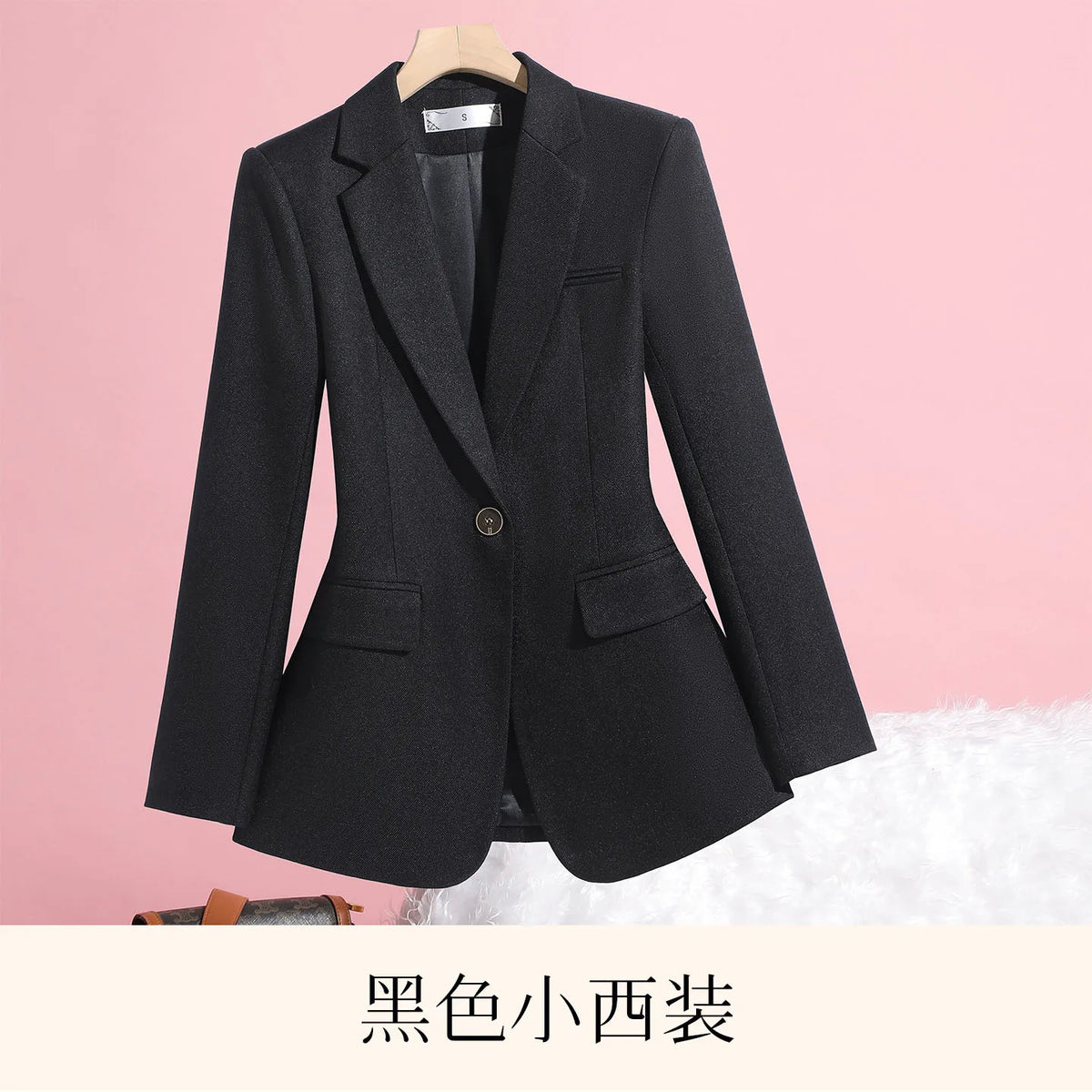 Elegant Solid Women's Blazer Long Sleeve Turn down Collar Slim Fit Office Jacket Single Button Spring Autumn Fashion
