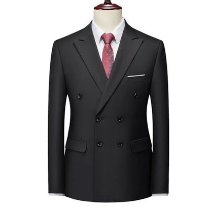 High Quality Brown Men Suits Double Breasted Bespoke Wedding Suit Peaked Lapel Formal Blazer Slim Fit  Groom Dress