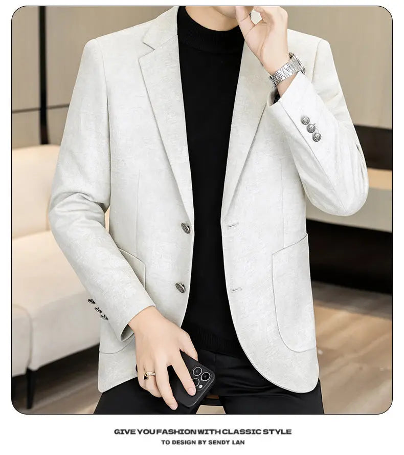 High-Quality Fashionable Autumn Winter New Design Casual Men's Suit Jacket Trendy Versatile Outerwear for Business And Casual We