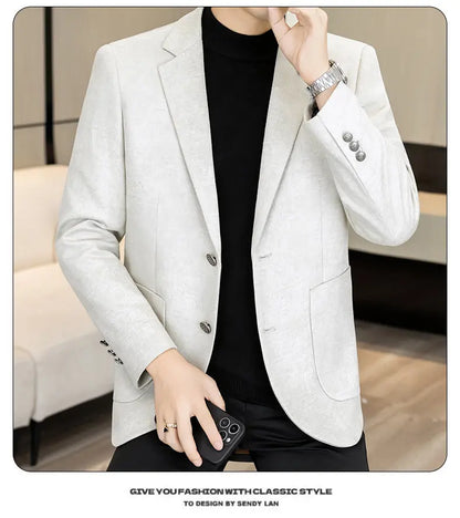 High-Quality Fashionable Autumn Winter New Design Casual Men's Suit Jacket Trendy Versatile Outerwear for Business And Casual We