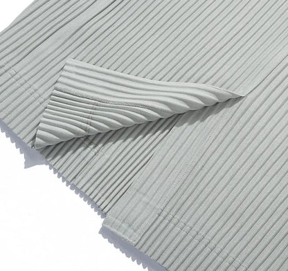 Men's Miyake Pleated Style Blazer Jacket Japanese Casual Stretch Slim Fit Business Office Fashion Luxury Wrinkle Resistant Coat