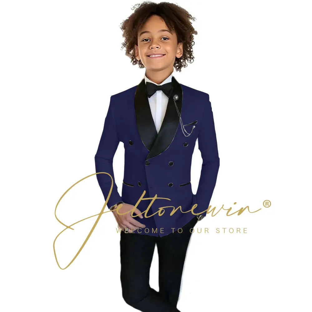 Boys Formal Suits Double Breasted Wedding Outfits Host Performance Costume for Children 2-16 Years Old Kids Birthday Blazer Set