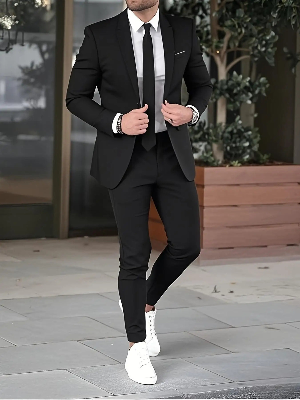Men's Two-Piece Suit Set, Casual High-Quality Blazer and Pants, Suitable for All Seasons, Business, Party, Office Wear