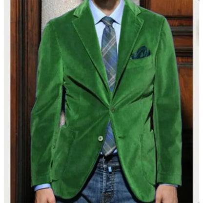 Men's Velvet Blazer Single-Breasted Slim Fit Sport Coat for Business and Formal Occasions