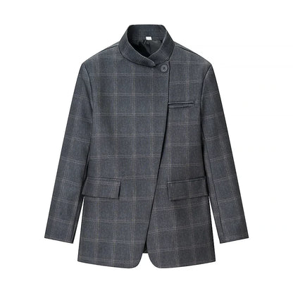 Spring New Women's Blazers 2026 Fashion Retro Plaid Elegant Women's Warm Jackets Youth Chic Commuter Office Blouse Coats