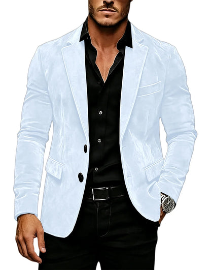 Vintage Men's Suede Blazer Slim Fit 2 Button Notched Lapel Casual Suit Jacket Formal Business Tuxedo Wedding Party Daily Wear