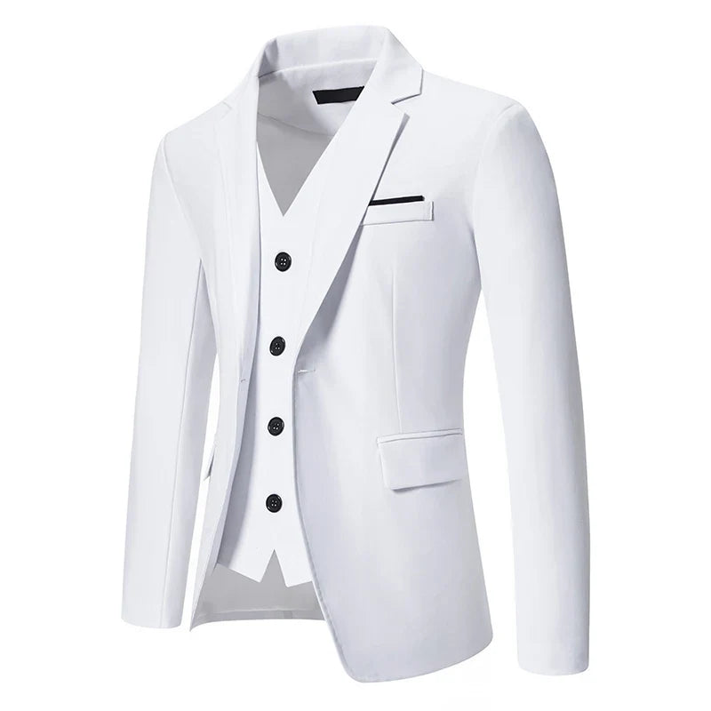 Blazer Men's Fashion Gentleman Solid Color Comfortable Business Color Match with Fake Two Wedding Casual Banquet Slim Suit