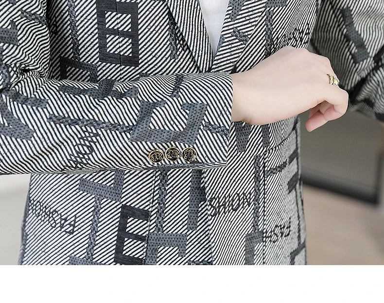 2025 Autumn Suit Jacket Men's Korean Version Casual Slim Fit Handsome Suit Jacket Letter Printing Social Costume Homme 4xl