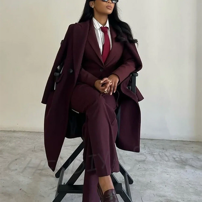 Luxury Women's Suit Three Pieces Business Formal Work Outfit Peakde Lapel Solid Color High Quality Chic Customized Suit Set