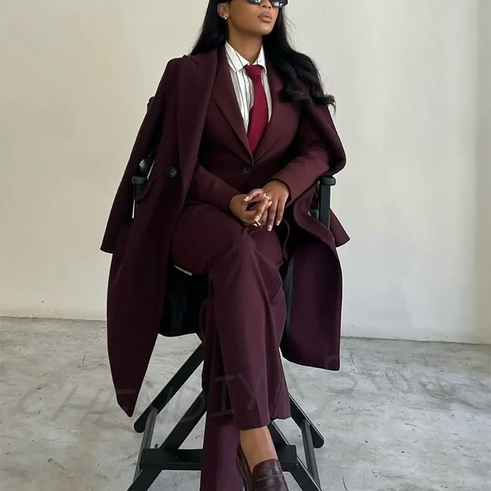 Luxury Women's Suit Three Pieces Business Formal Work Outfit Peakde Lapel Solid Color High Quality Chic Customized Suit Set