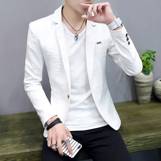 Men's Blazer Single Button Suit Jacket Business Casual Multi-Color Spring Autumn