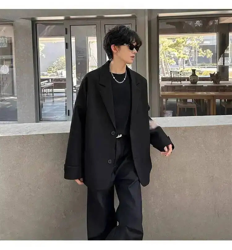 Men's Handsome Loose Casual Blazer Jacket Fashion Elegant 2026 New High Quality Stylish Social Solid Color Clothes JY7595