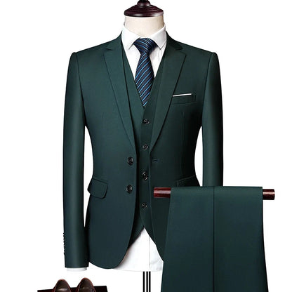 Men's Three-Piece Suit – Slim Fit Wedding & Business Formal Suit with Vest and Trousers
