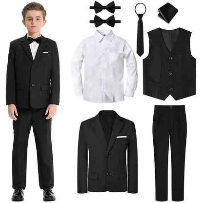 Boys Suit Set Teenager Wedding Outfit School Graduation Ceremony Kids Easter Halloween Photography Birthday Party Gift Tuxedo
