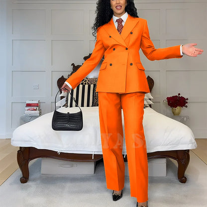 2025 New Summer Women's Suits Business Casual Outfits Double Breasted Peak Lapel Jacket Pants Custom Made High Quality Female