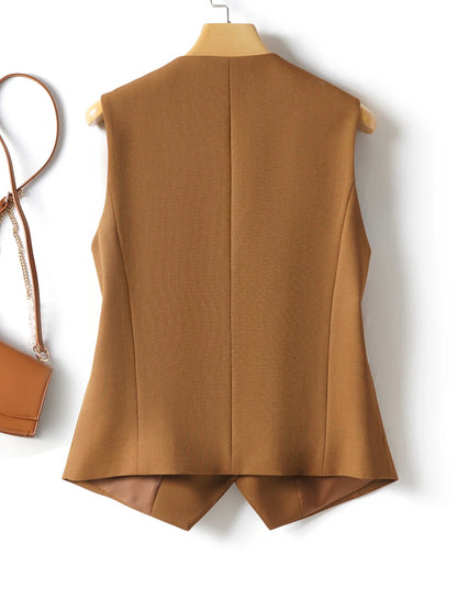 Single-Breasted Layered Suit Vest for Women Suitable for Spring and Autumn Can Be Worn as an Inner or Outer Layer Stylish Off