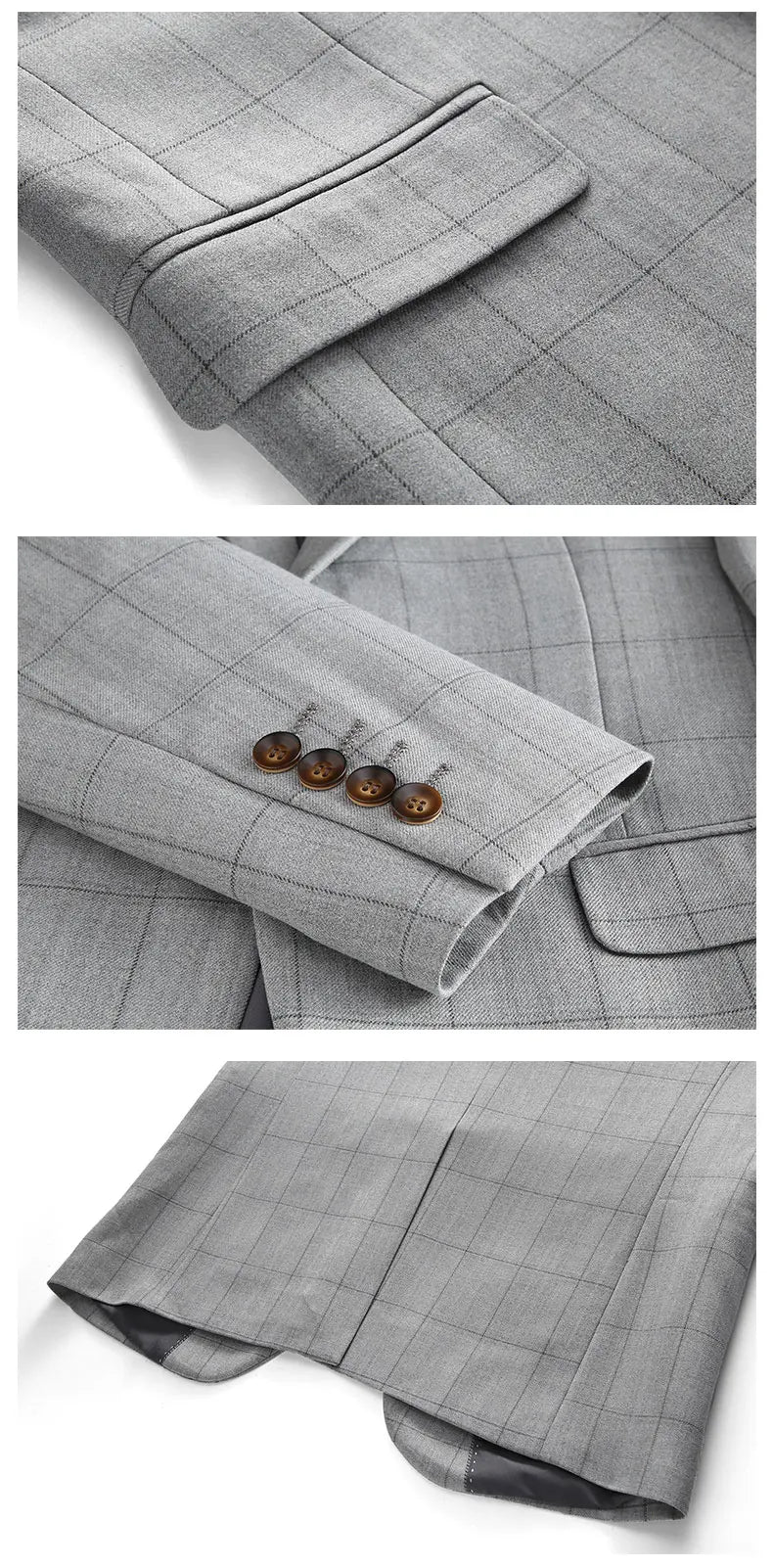 Business Casual Plaid (suit + Vest + Trousers) High-end Fashion Handsome Button Suit Korean Version Slim-fit Three-piece Set