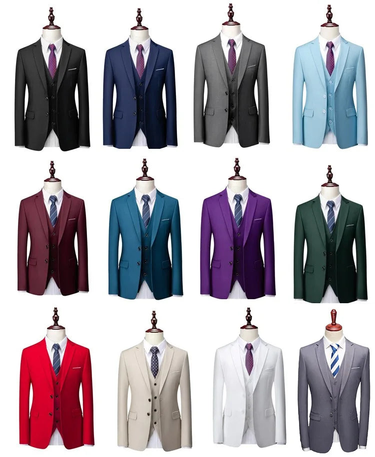 White Men Suits Slim Fit 3 Piece Double Breasted Suit Men Wedding Prom Party Business (Blazer+Vest+Pants) Wedding Suits for Men