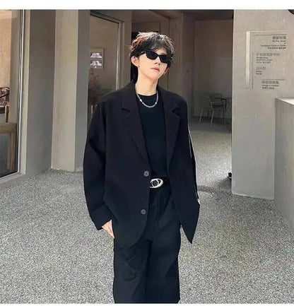 Men's Handsome Loose Casual Blazer Jacket Fashion Elegant 2026 New High Quality Stylish Social Solid Color Clothes JY7595