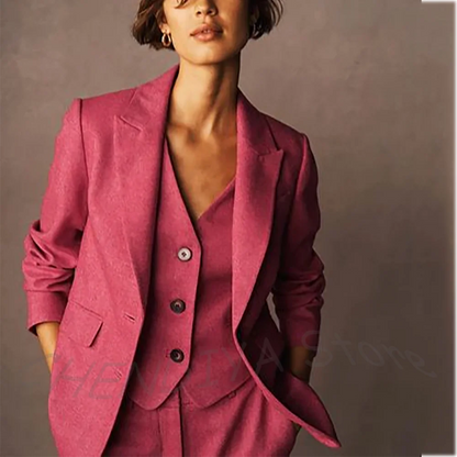 High Quality Peak Lapel Women's Pant Suits Three Pieces(Jacket+Vest+Pants) Formal Work Suit Single Breasted Elegant Outfit
