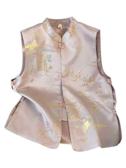 New Chinese Women's Waistcoat Vest Spring Autumn Retro Sleeveless Vest Jacket Coat Fashion Female Casual Tops Chaleco Mujer