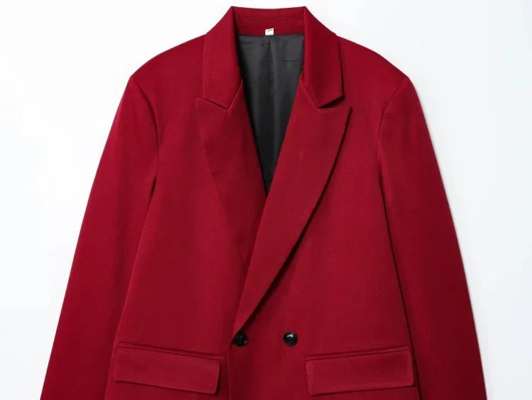 Women Double Breasted Blazer Elegant Office Lady Suit Jacket Oversized Casual Long Sleeve Blazer Spring Autumn Outerwear