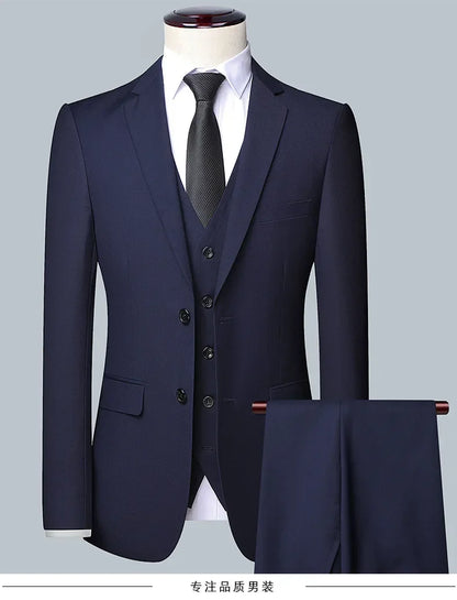 Men's Formal Business Suit – Blazer, Vest & Trousers 2 or 3 Piece Set